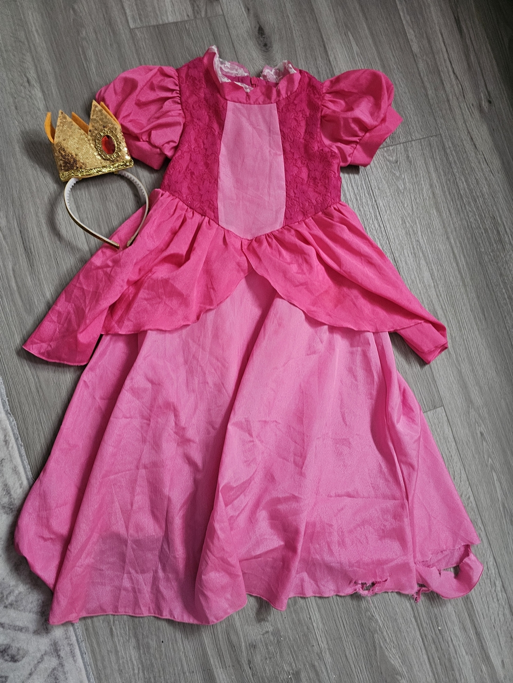 Pink Princess Costume Dress with Gold Crown - Kids